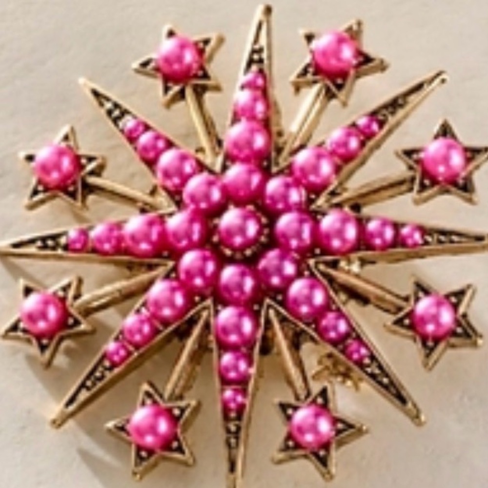 Free People Sun Baby baby broach Pink and Gold Starburst Brooch NWT
